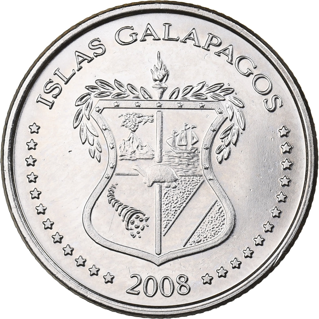 GALAPAGOS ISLANDS, 10 Centavos, 2008, Copper-nickel, MS(63), KM:3