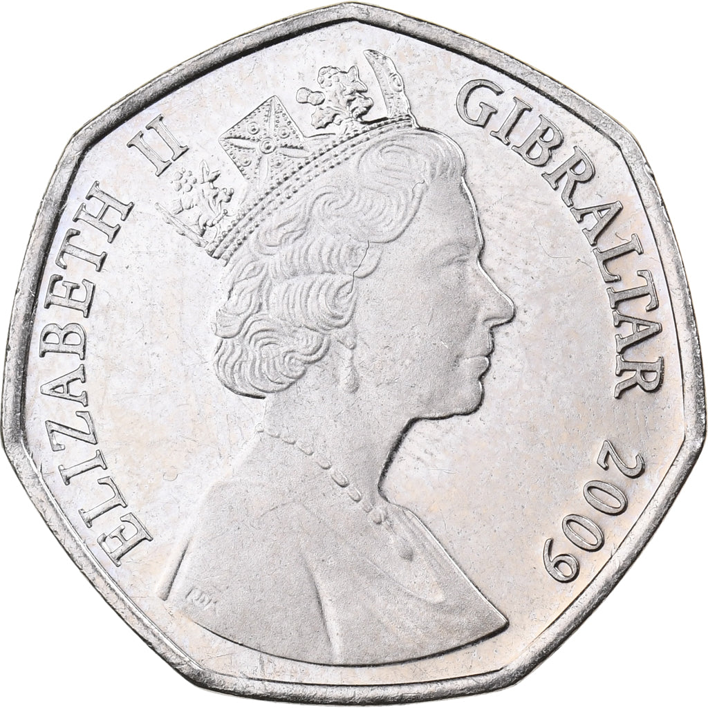 Gibraltar, Elizabeth II, 50 Pence, 2009, Copper-nickel, MS(63), KM:1071