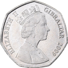 Gibraltar, Elizabeth II, 50 Pence, 2009, Copper-nickel, MS(63), KM:1071