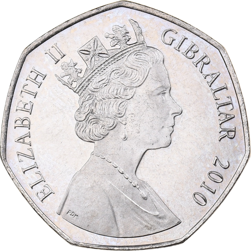 Gibraltar, Elizabeth II, 50 Pence, 2010, Copper-nickel, MS(63), KM:1089
