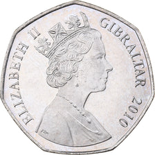 Gibraltar, Elizabeth II, 50 Pence, 2010, Copper-nickel, MS(63), KM:1089