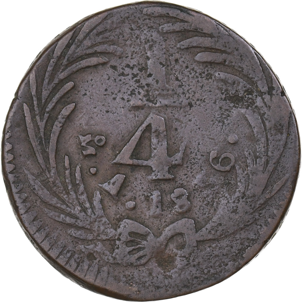 México, 1/4 Real, Un Quarto/Una Quartilla, 1836, Mexico City, Cobre, VF(20-25)