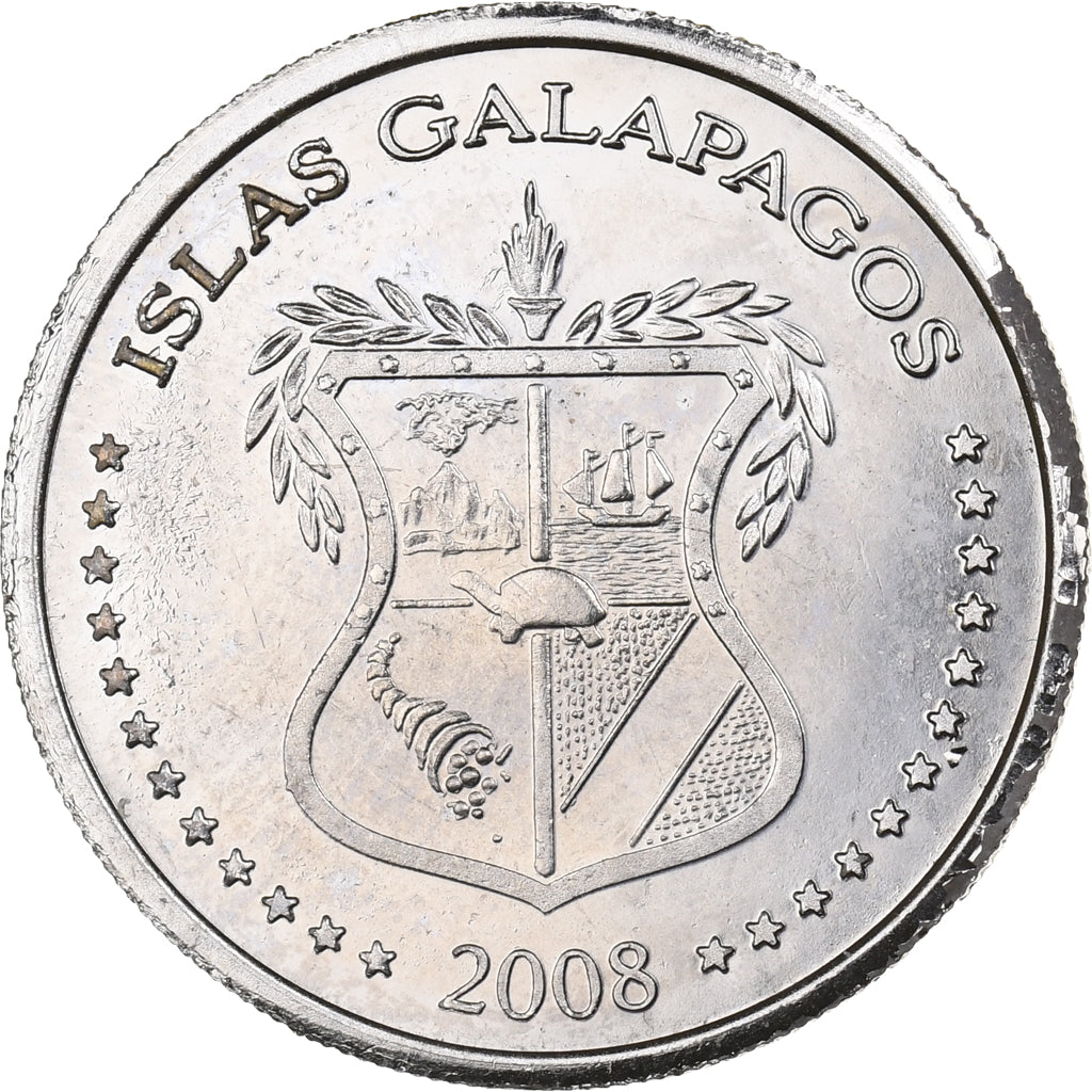 GALAPAGOS ISLANDS, 25 Centavos, 2008, Copper-nickel, MS(63), KM:4
