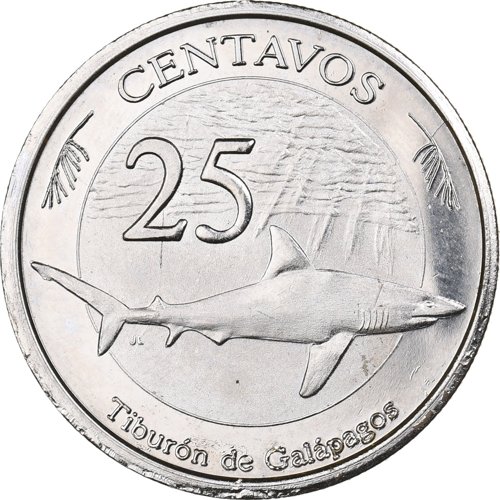 GALAPAGOS ISLANDS, 25 Centavos, 2008, Copper-nickel, MS(63), KM:4