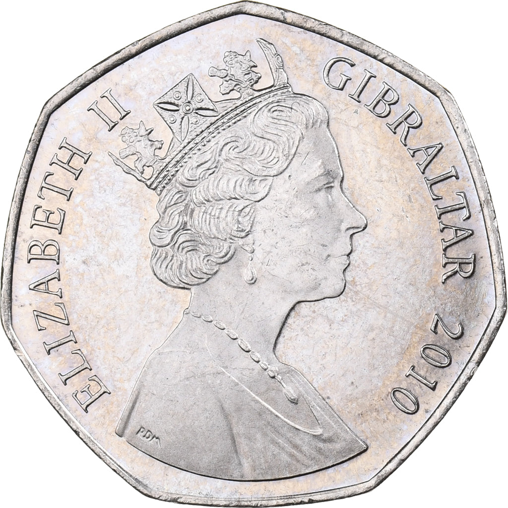 Gibraltar, Elizabeth II, 50 Pence, 2010, Copper-nickel, MS(63), KM:1089