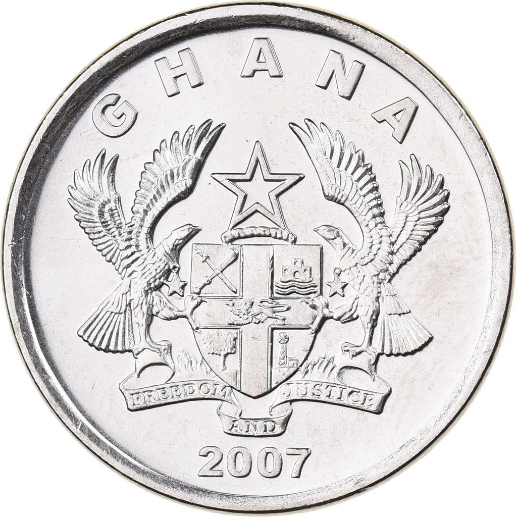 Ghana, 20 Pesewas, 2007, Nickel plated steel, MS(65-70), KM:40