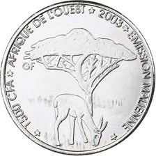 Mali, 1500 CFA Francs-1 Africa, 2003, Paris, Nickel plated steel, MS(63), KM:17