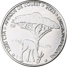 Mali, 1500 CFA Francs-1 Africa, 2003, Paris, Acciaio placcato nichel, SPL, KM:17