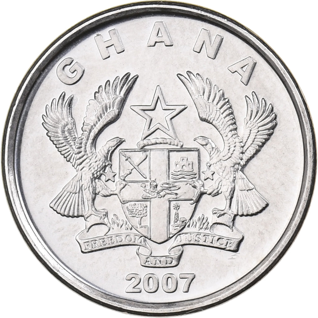Ghana, 5 Pesewas, 2007, Nickel Clad Steel, MS(65-70), KM:38
