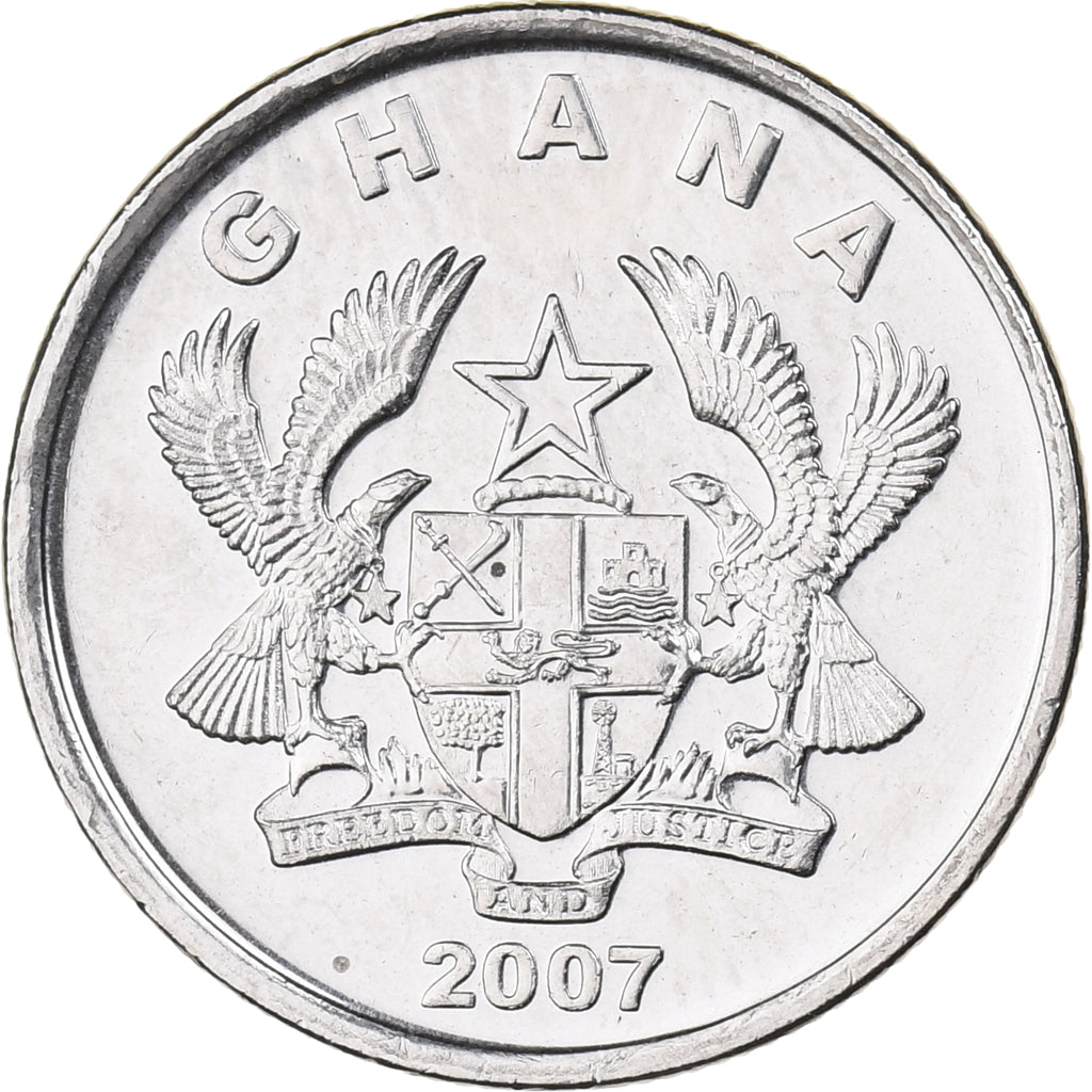 Ghana, 10 Pesewas, 2007, Nickel Clad Steel, MS(63), KM:39