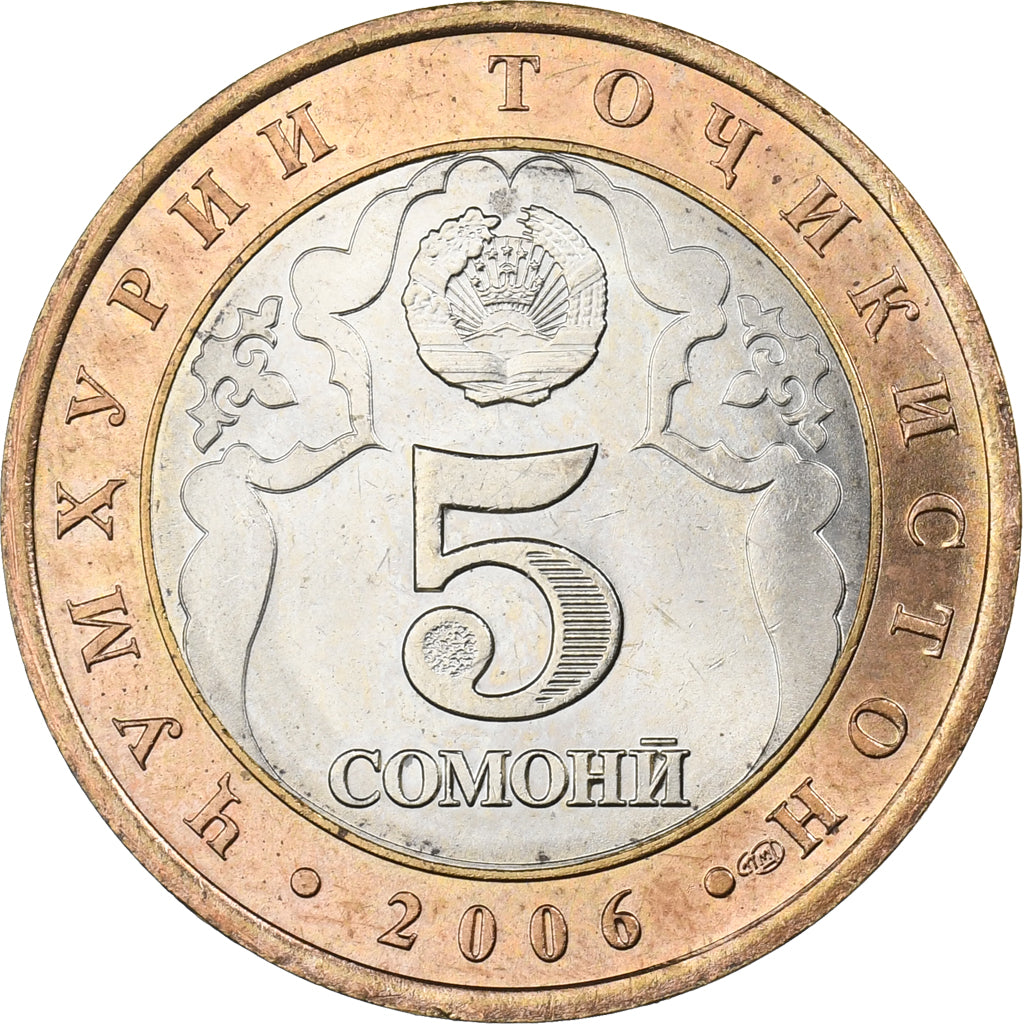 Tadżykistan, 5 Somoni, 2006, St. Petersburg, Bimetaliczny, MS(65-70), KM:15