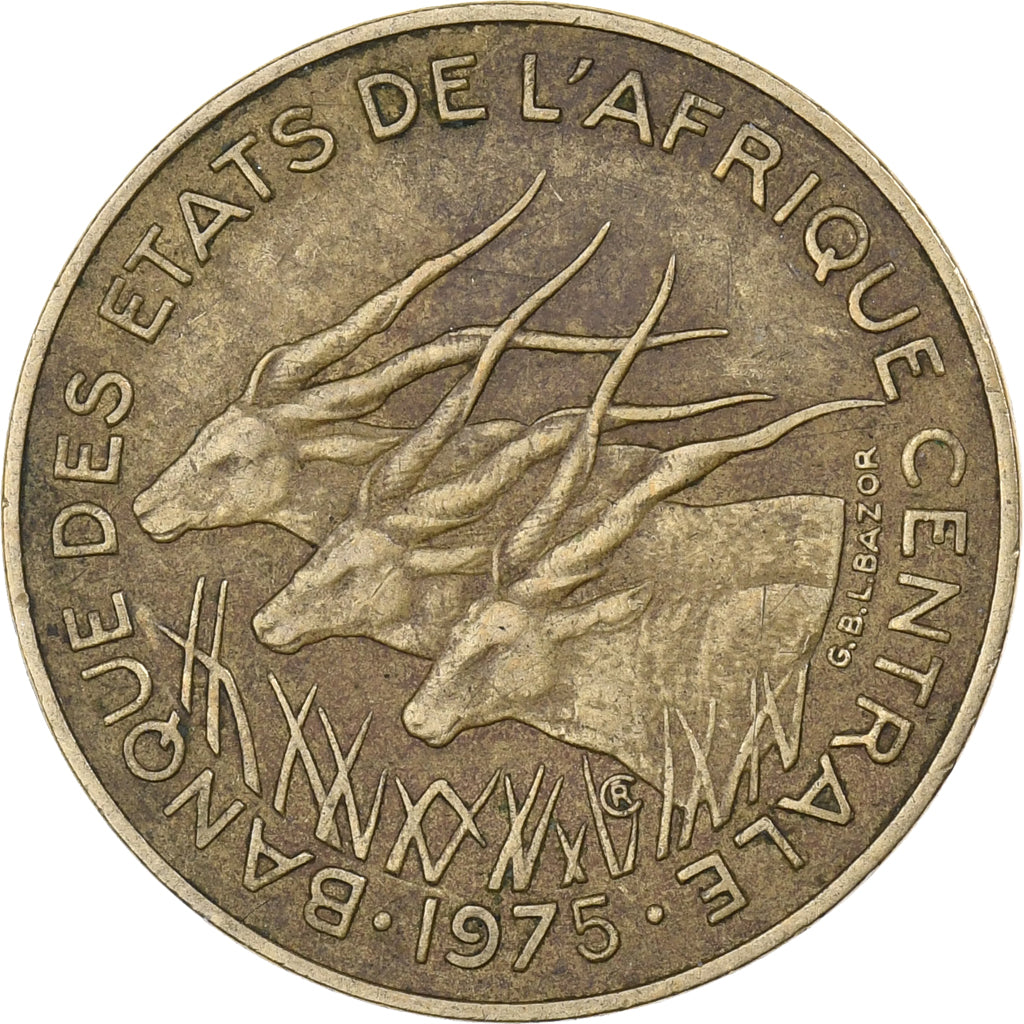 Central African States, 10 Francs, 1975, Paris, Aluminum-Bronze, VF(30-35), KM:9