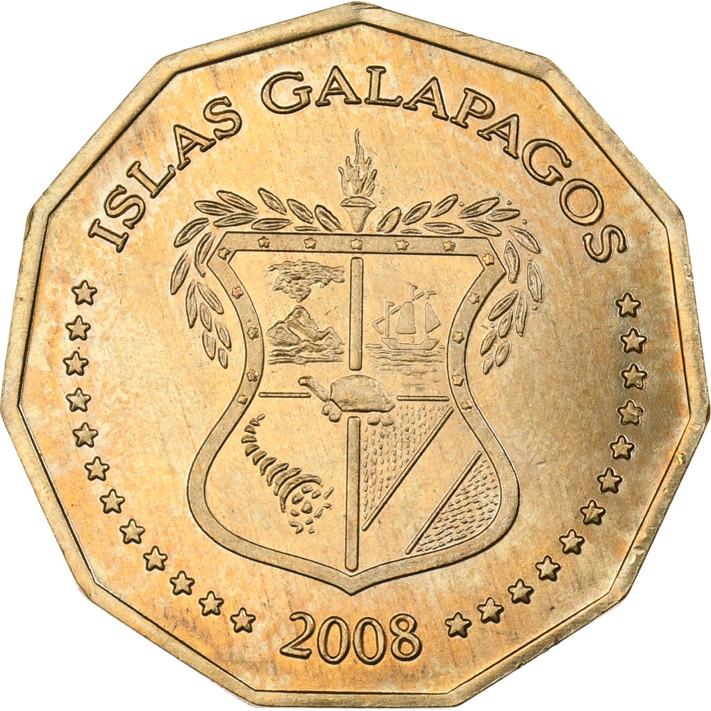 GALAPAGOS ISLANDS, Dolar, 2008, Brass, MS(63), KM:6