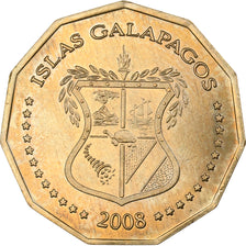GALAPAGOS ISLANDS, Dolar, 2008, Brass, MS(63), KM:6