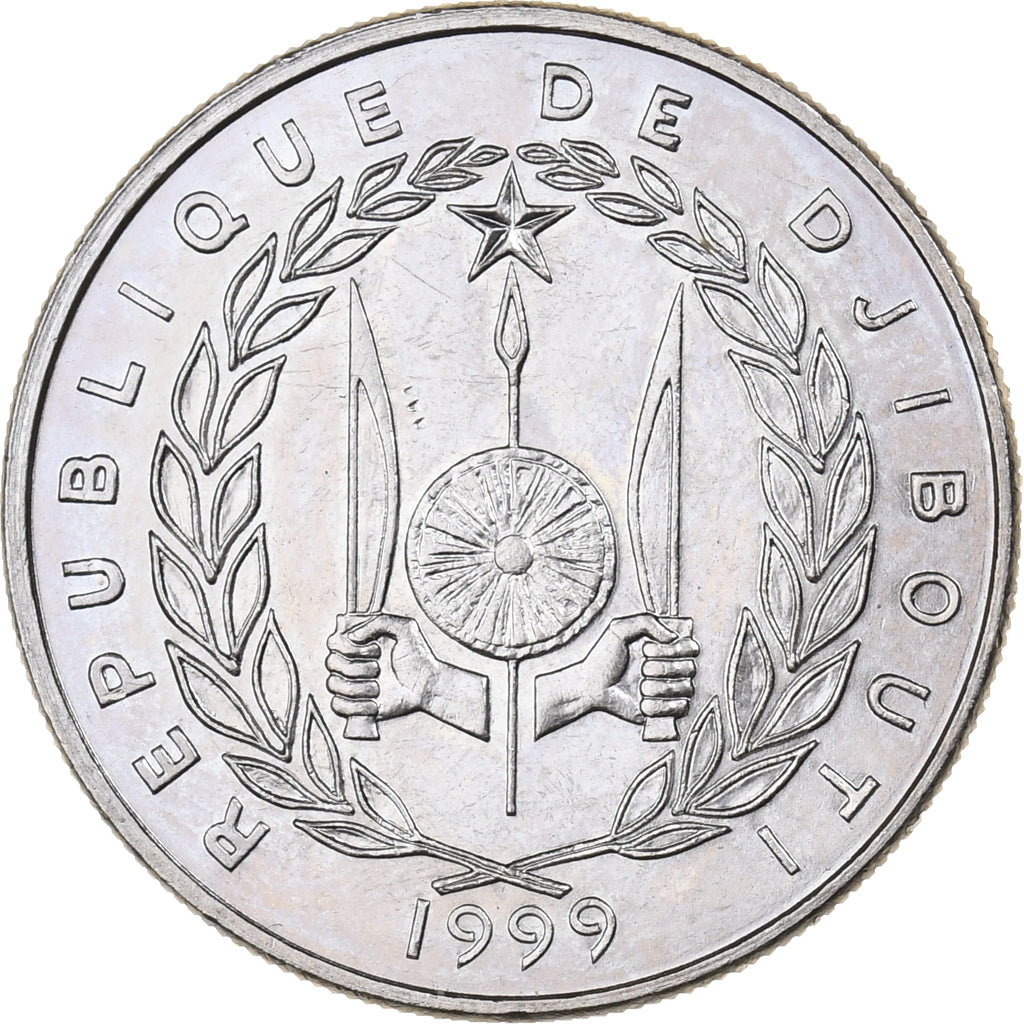 Djibouti, 50 Francs, 1999, Paris, Copper-nickel, MS(65-70), KM:25