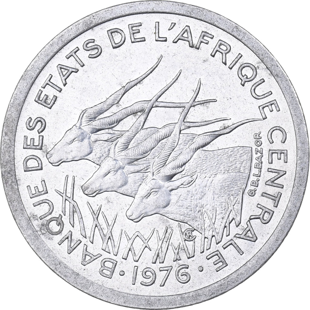 Central African States, Franc, 1976, Paris, Aluminum, MS(63), KM:8