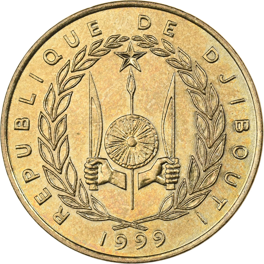 Djibouti, 20 Francs, 1999, Paris, Aluminum-Bronze, MS(65-70), KM:24