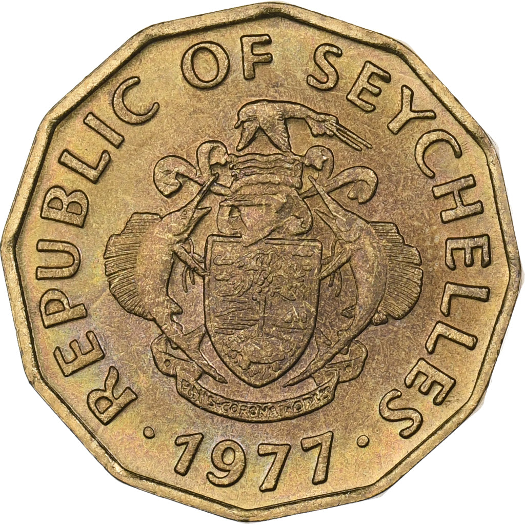 Seychellen, 10 Cents, 1977, British Royal Mint, Nickel-brass, UNC-, KM:32