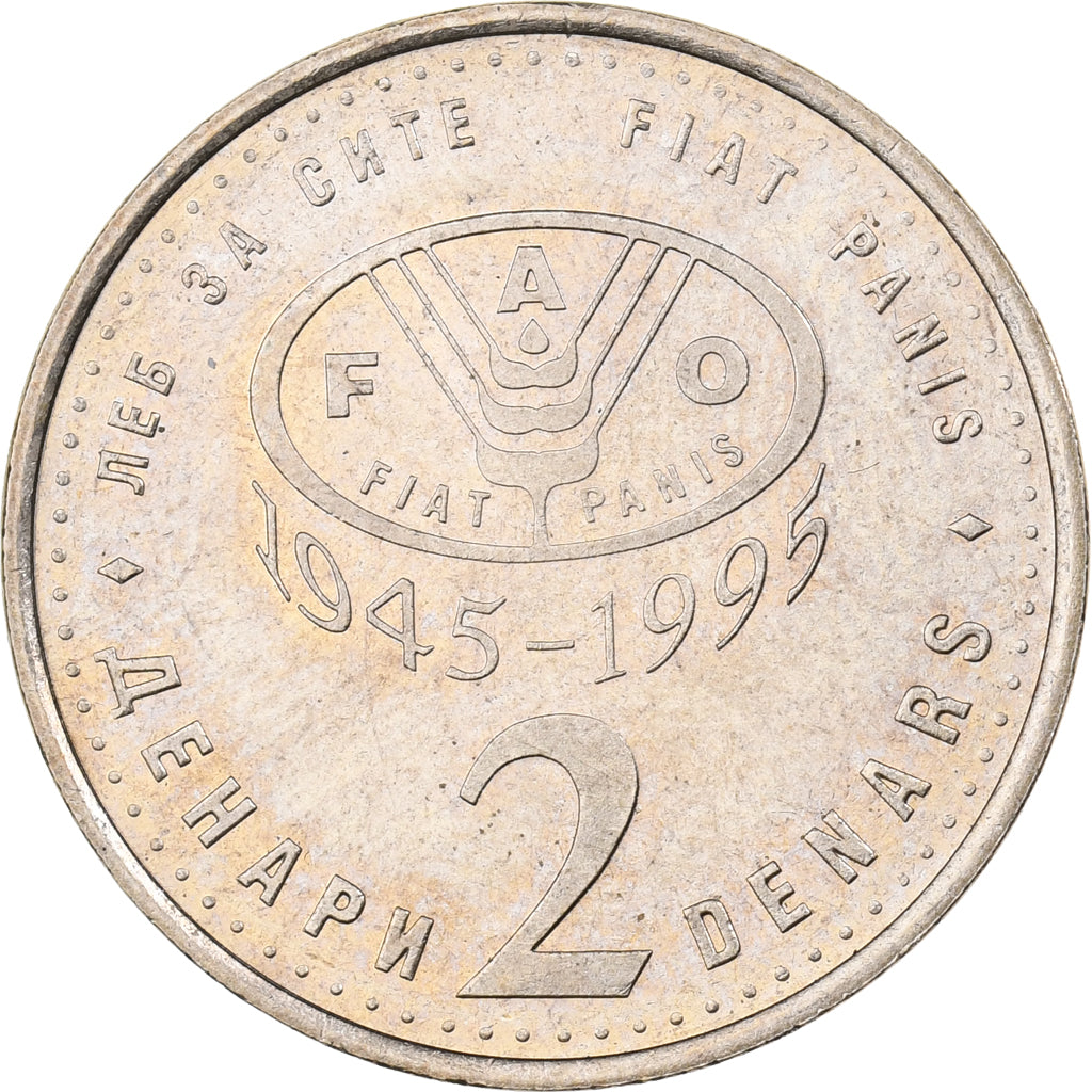 Macedonia, 2 Denari, 1995, Ottone, SPL-, KM:6