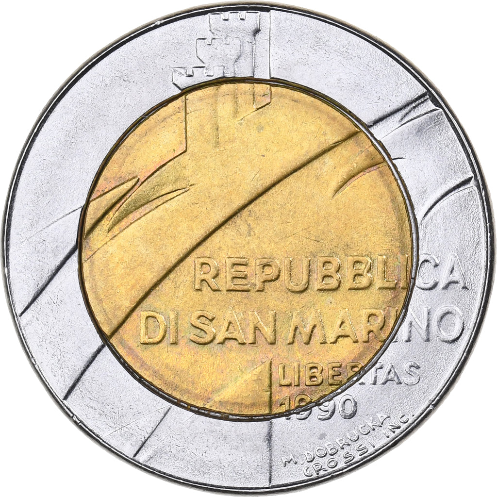 San Marino, 500 Lire, 1990, Rome, Bi-Metallic, MS(63), KM:256
