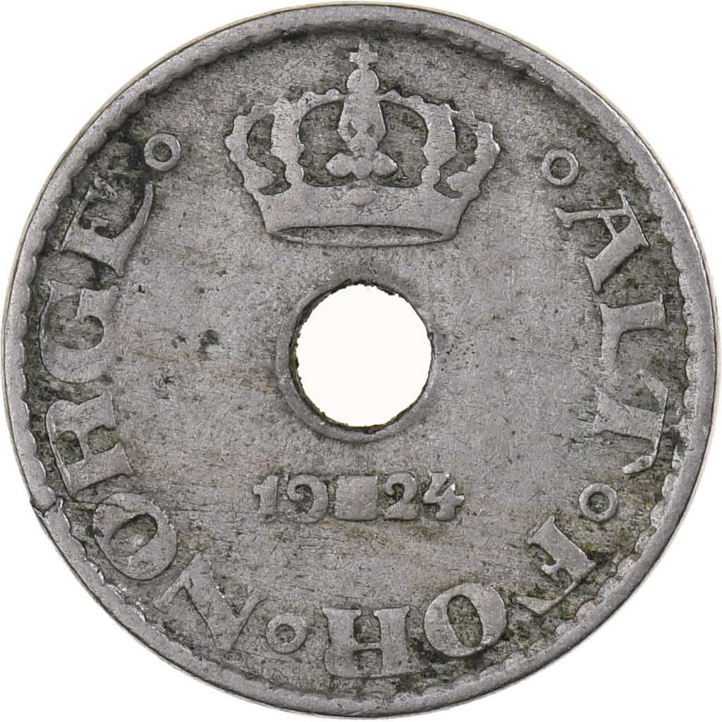 Noruega, Haakon VII, 10 Öre, 1924, Cobre-níquel, EF(40-45), KM:383