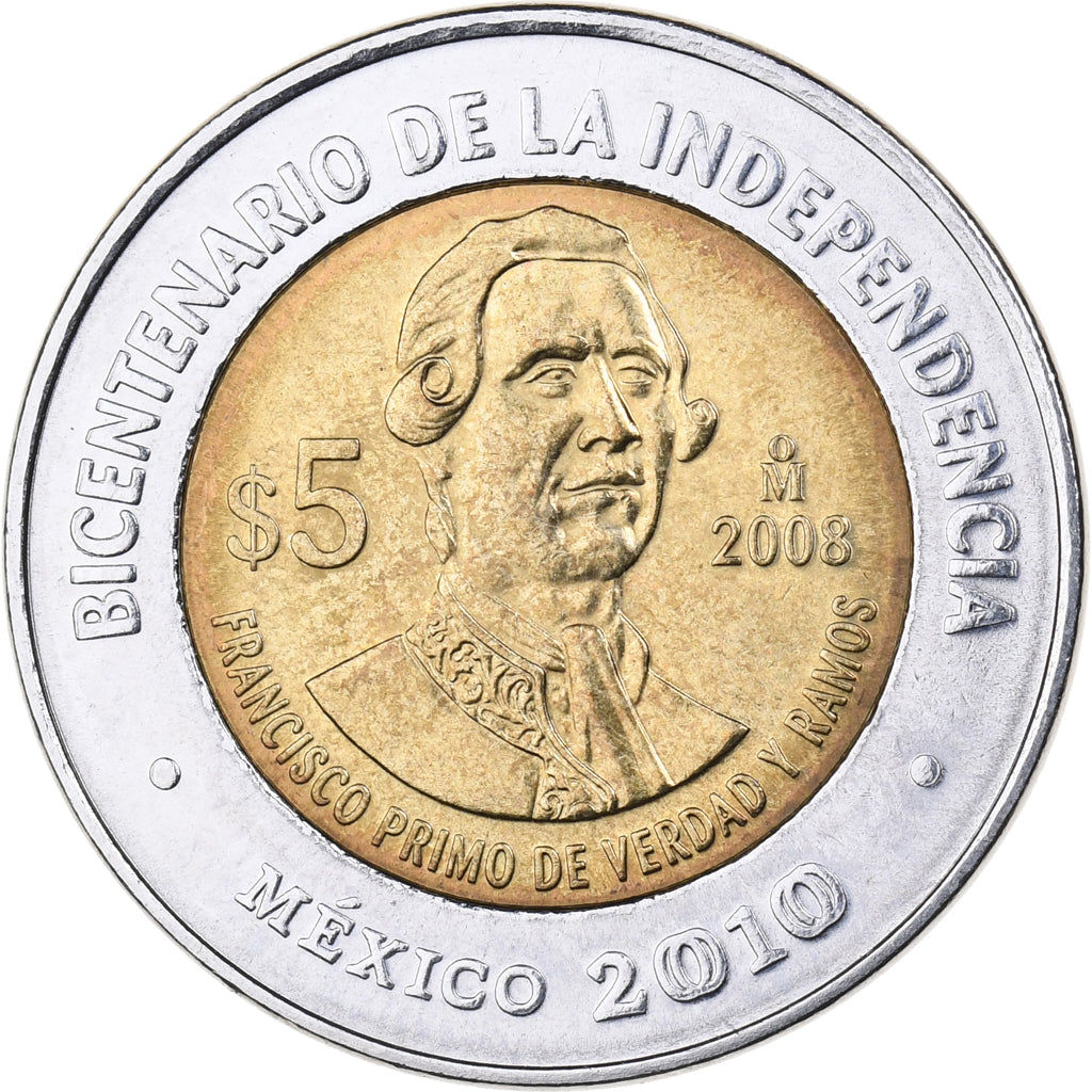Messico, 5 Pesos, 2008, Mexico City, Bi-metallico, SPL, KM:900.1
