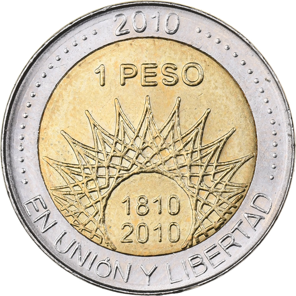 Argentina, Peso, 2010, Bi-metallico, SPL, KM:158