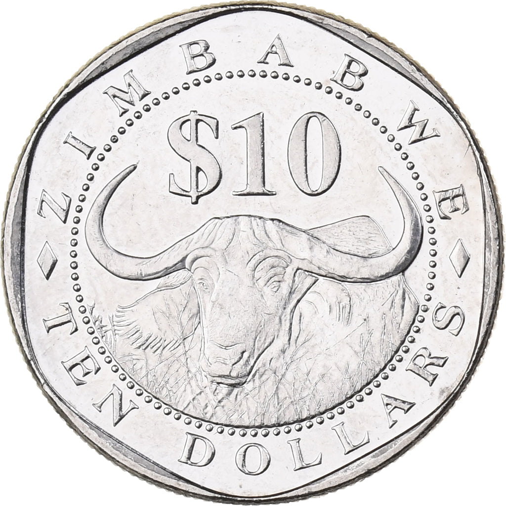 Zimbabwe, 10 Dollars, 2003, Harare, Nickel plated steel, MS(63), KM:14