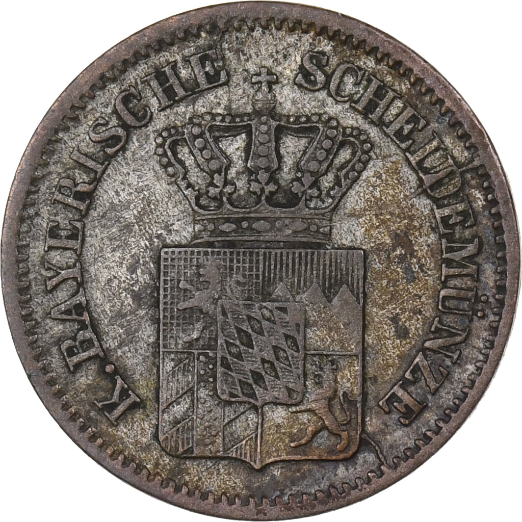 German States, BAVARIA, Ludwig II, Kreuzer, 1866, Silver, VF(20-25), KM:873