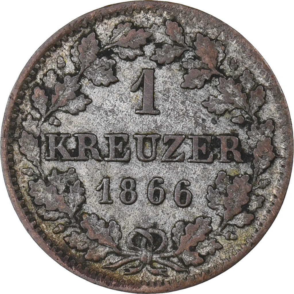German States, BAVARIA, Ludwig II, Kreuzer, 1866, Silver, VF(20-25), KM:873