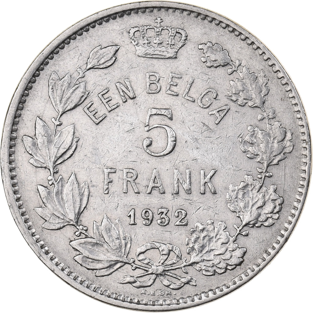 Belgium, 5 Francs, 5 Frank, 1932, Nickel, EF(40-45), KM:98