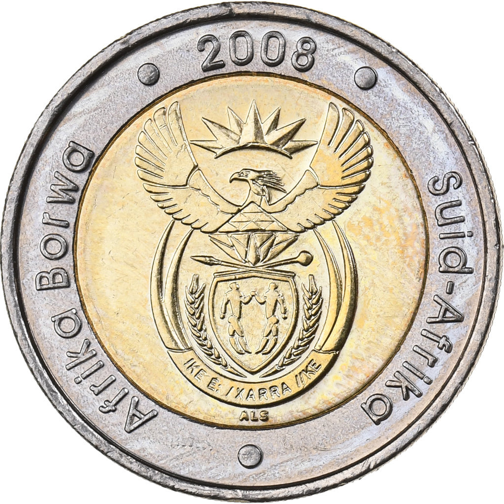 Sudafrica, 5 Rand, 2008, Pretoria, Bi-metallico, SPL, KM:439