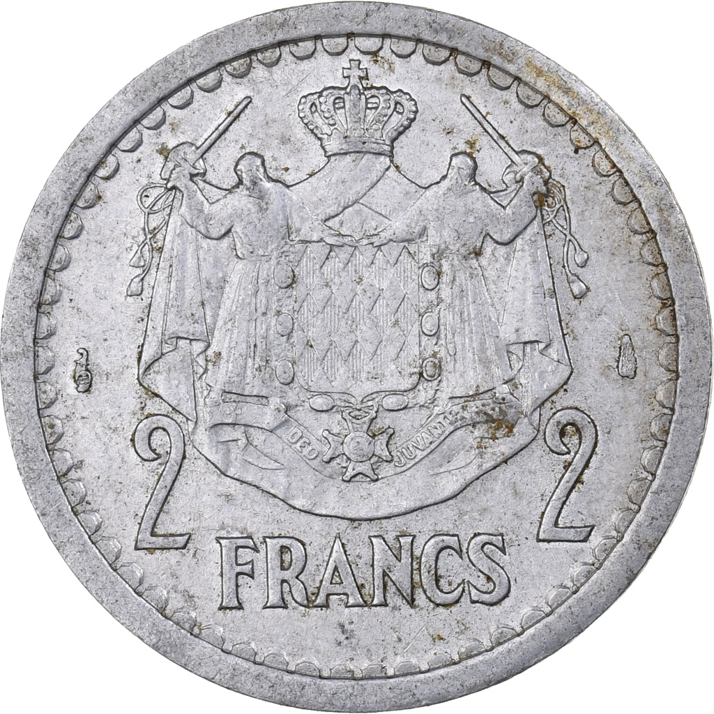 Mónaco, Louis II, 2 Francs, 1943, Paris, Alumínio, EF(40-45), KM:121