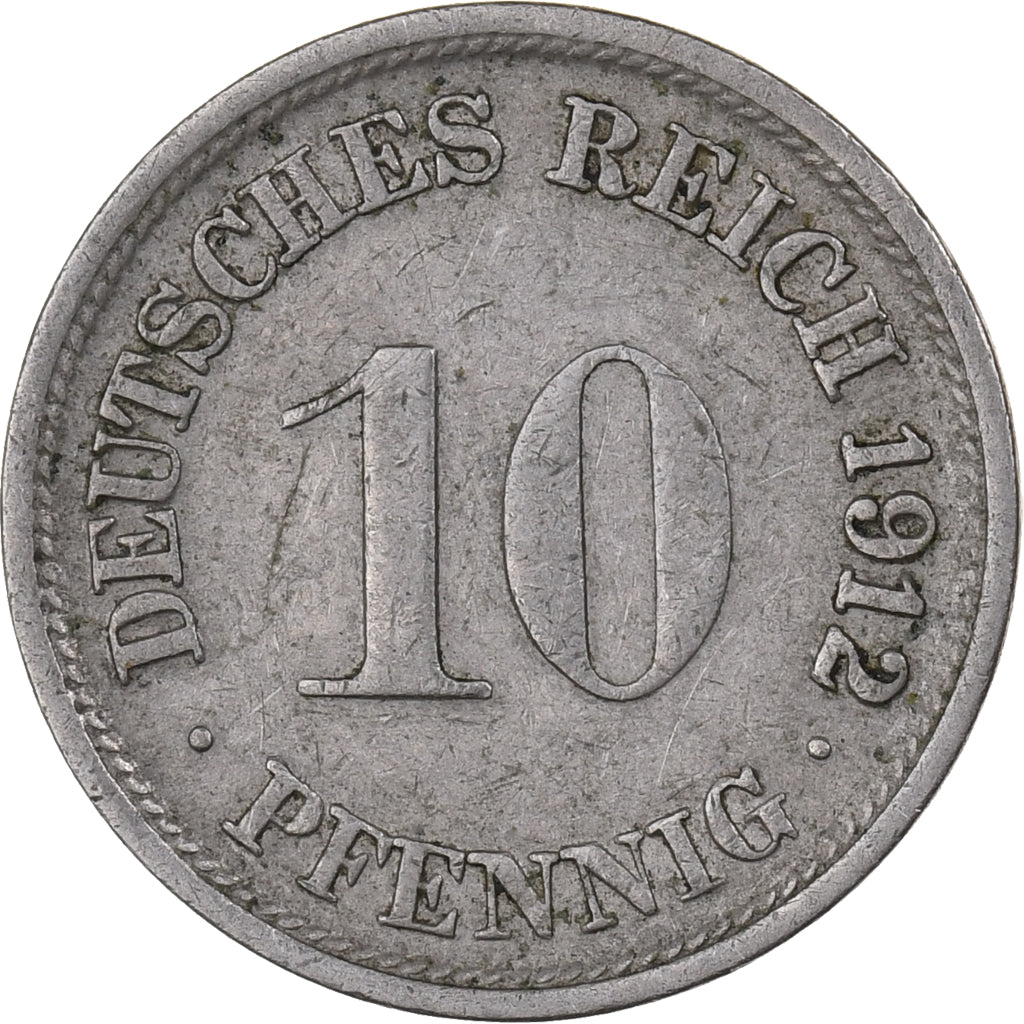 ALEMANHA - IMPÉRIO, Wilhelm II, 10 Pfennig, 1912, Frankfurt, Cobre-níquel