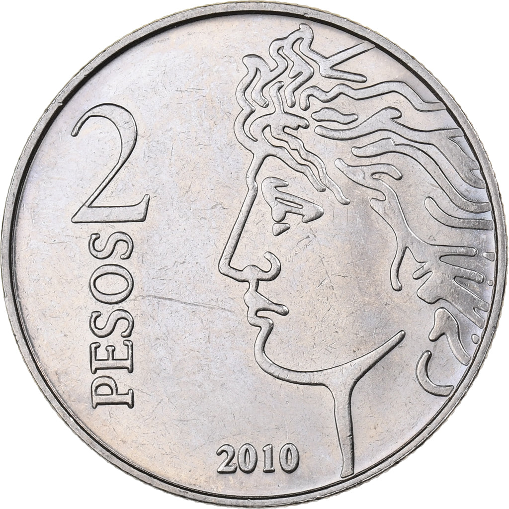 Argentina, 2 Pesos, 2010, Miedź-Nikiel, MS(63), KM:162