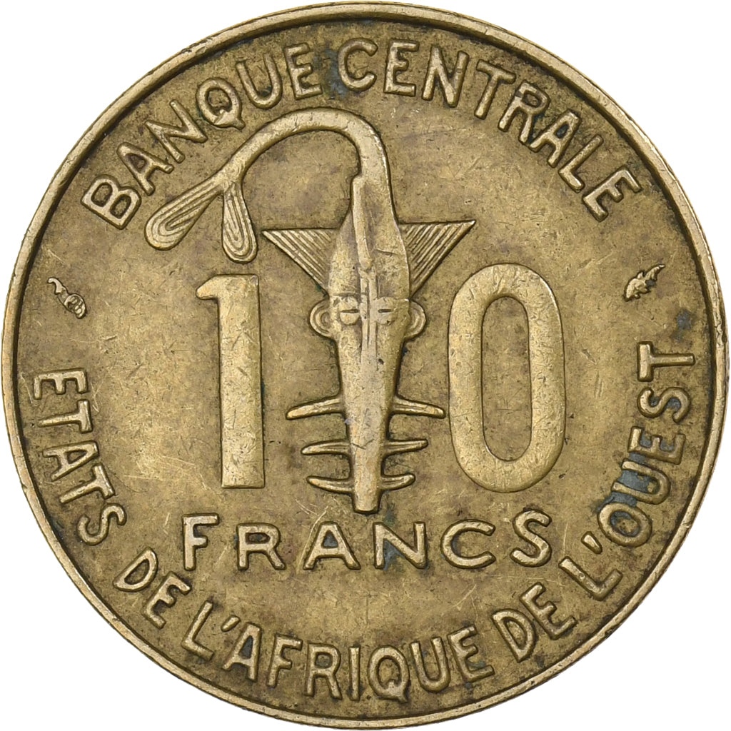 West African States, 10 Francs, 1977, Aluminum-Nickel-Bronze, SS, KM:1a