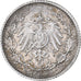 NIEMCY - IMPERIUM, 1/2 Mark, 1916, Karlsruhe, Srebro, EF(40-45), KM:17