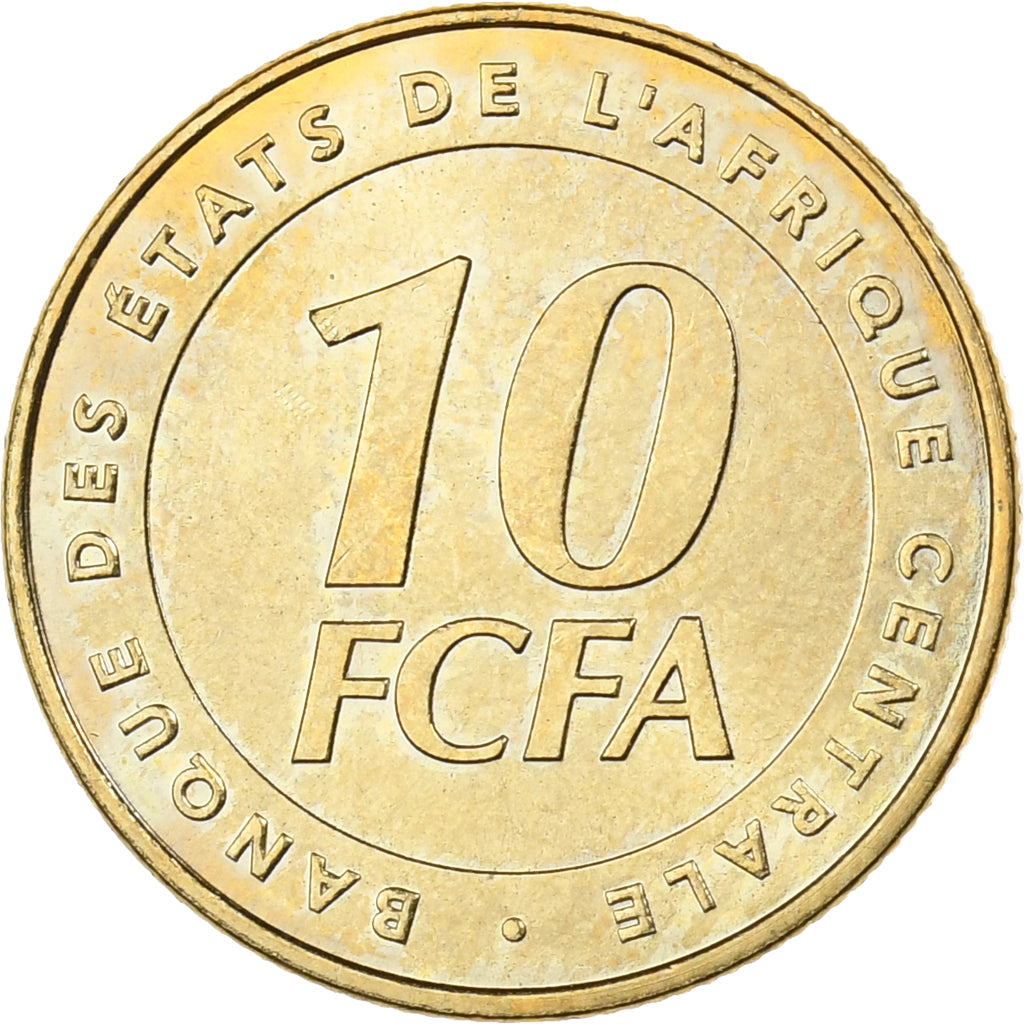 Central African States, 10 Francs, 2006, Paris, Brass, MS(65-70), KM:19