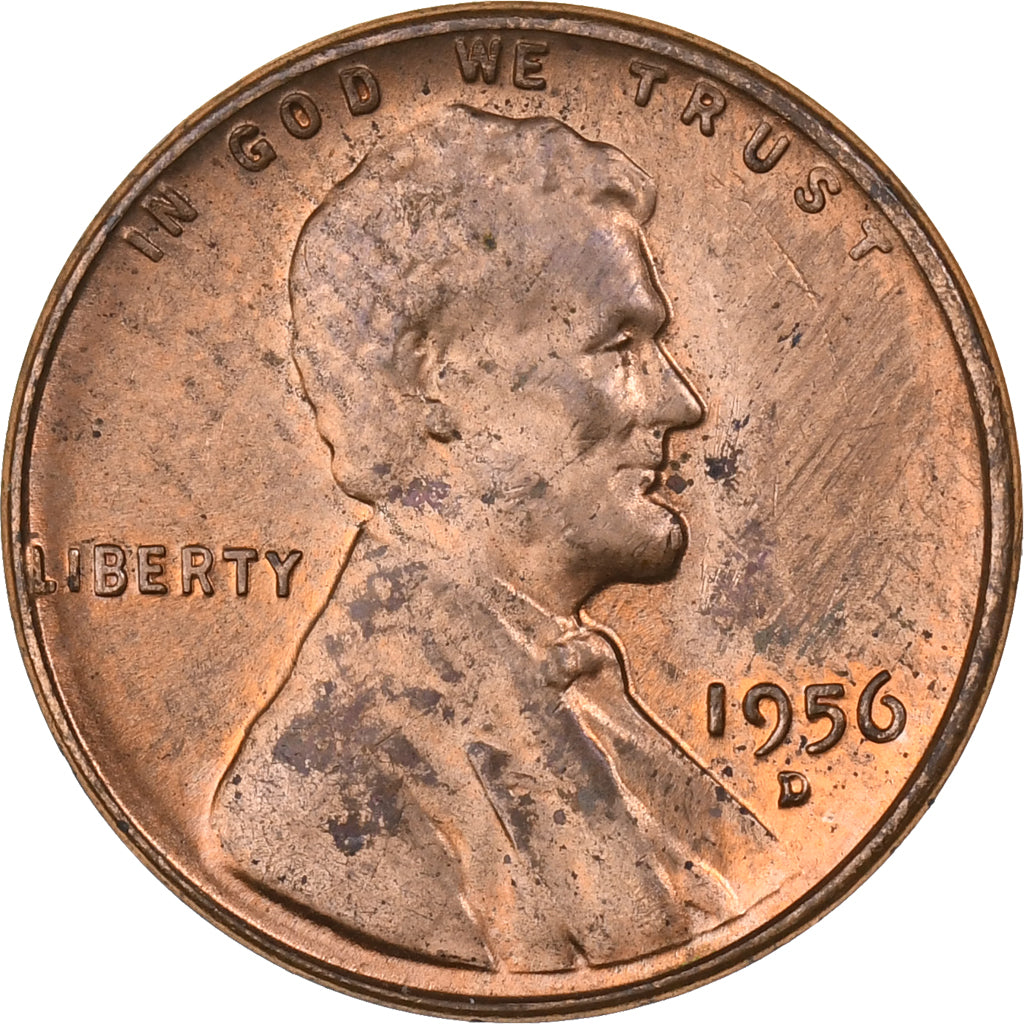 Estados Unidos da América, Cent, Lincoln Cent, 1956, U.S. Mint, Latão