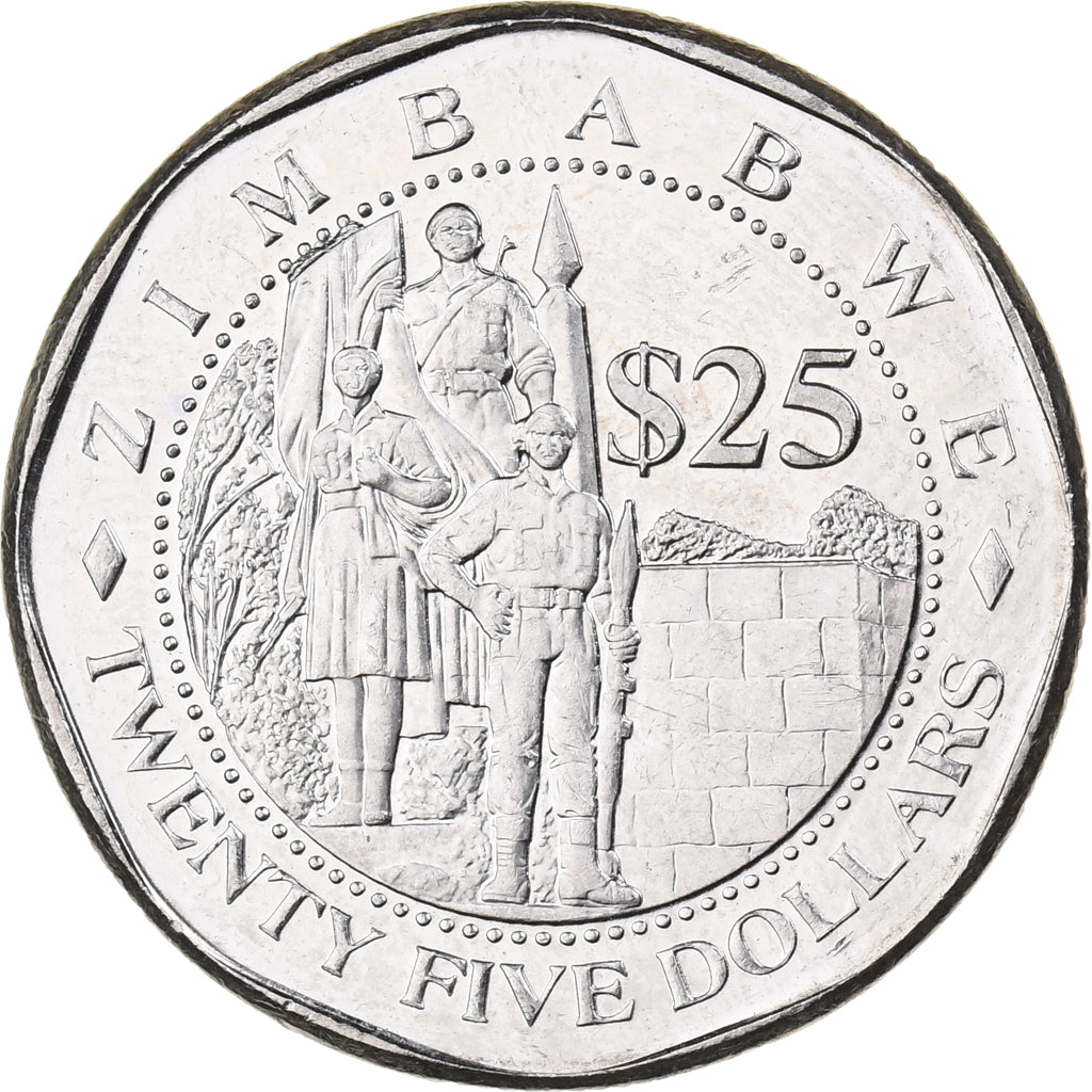 Zimbabue, 25 Dollars, 2003, Harare, Níquel chapado en acero, SC, KM:15
