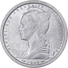 French Equatorial Africa, 2 Francs, 1948, Paris, Aluminum, EF(40-45), KM:7