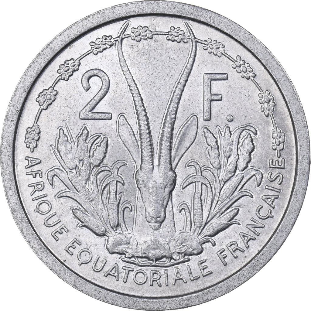French Equatorial Africa, 2 Francs, 1948, Paris, Aluminum, EF(40-45), KM:7