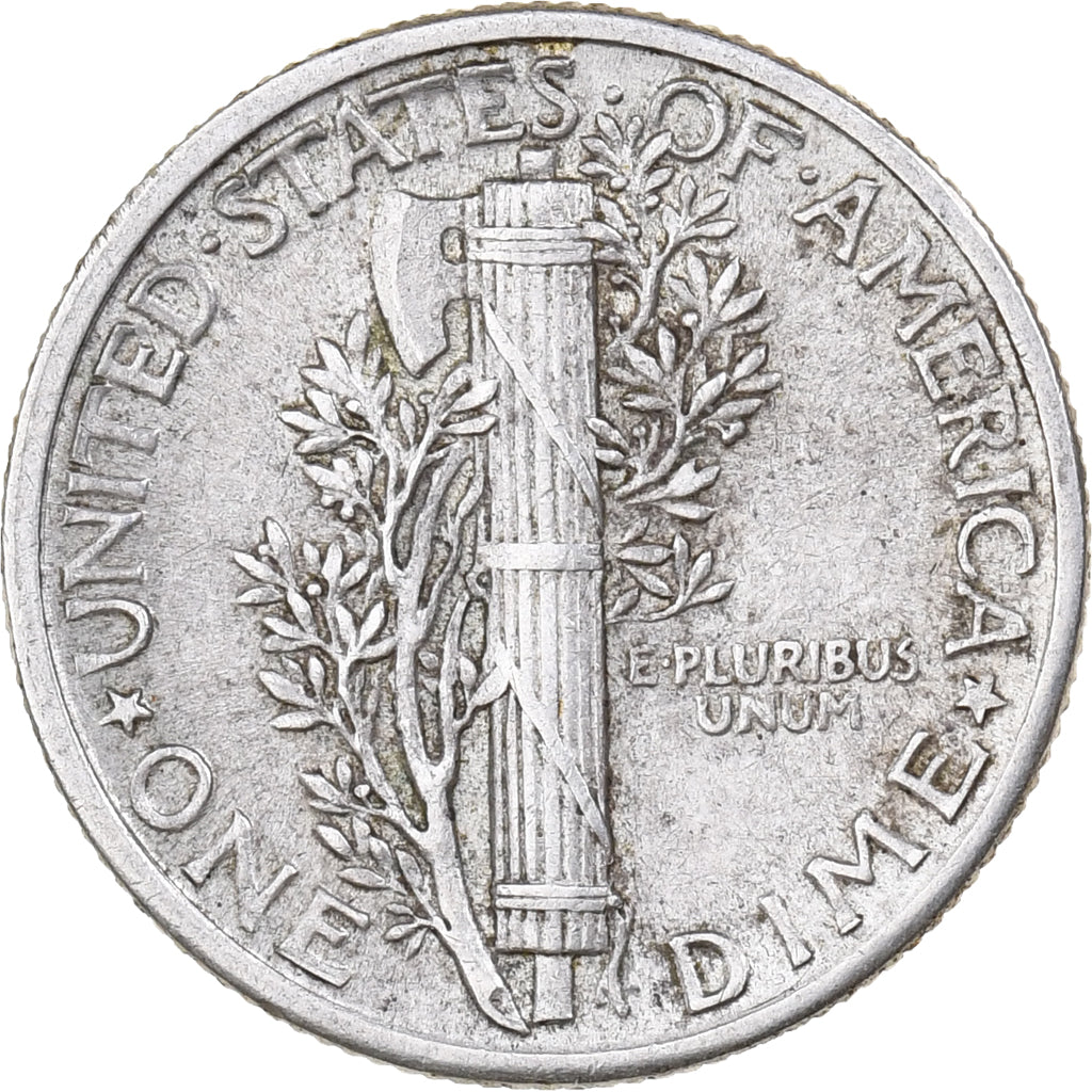 United States, Dime, Mercury Dime, 1943, U.S. Mint, Silver, EF(40-45), KM:140