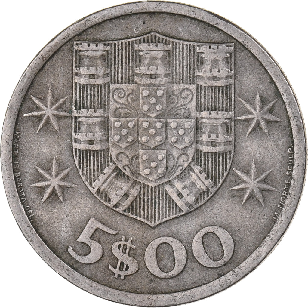 Portogallo, 5 Escudos, 1964, Rame-nichel, BB, KM:591