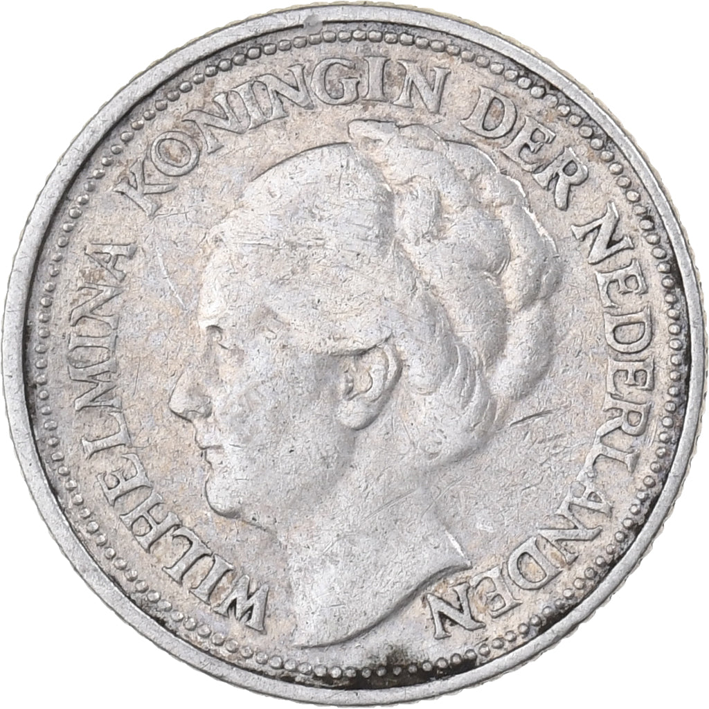 Países Baixos, Wilhelmina I, 10 Cents, 1928, Prata, AU(50-53), KM:163