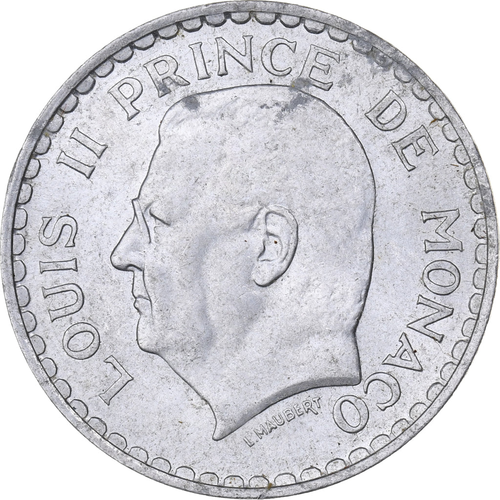 Monaco, Louis II, 5 Francs, 1945, Alluminio, BB+, KM:122