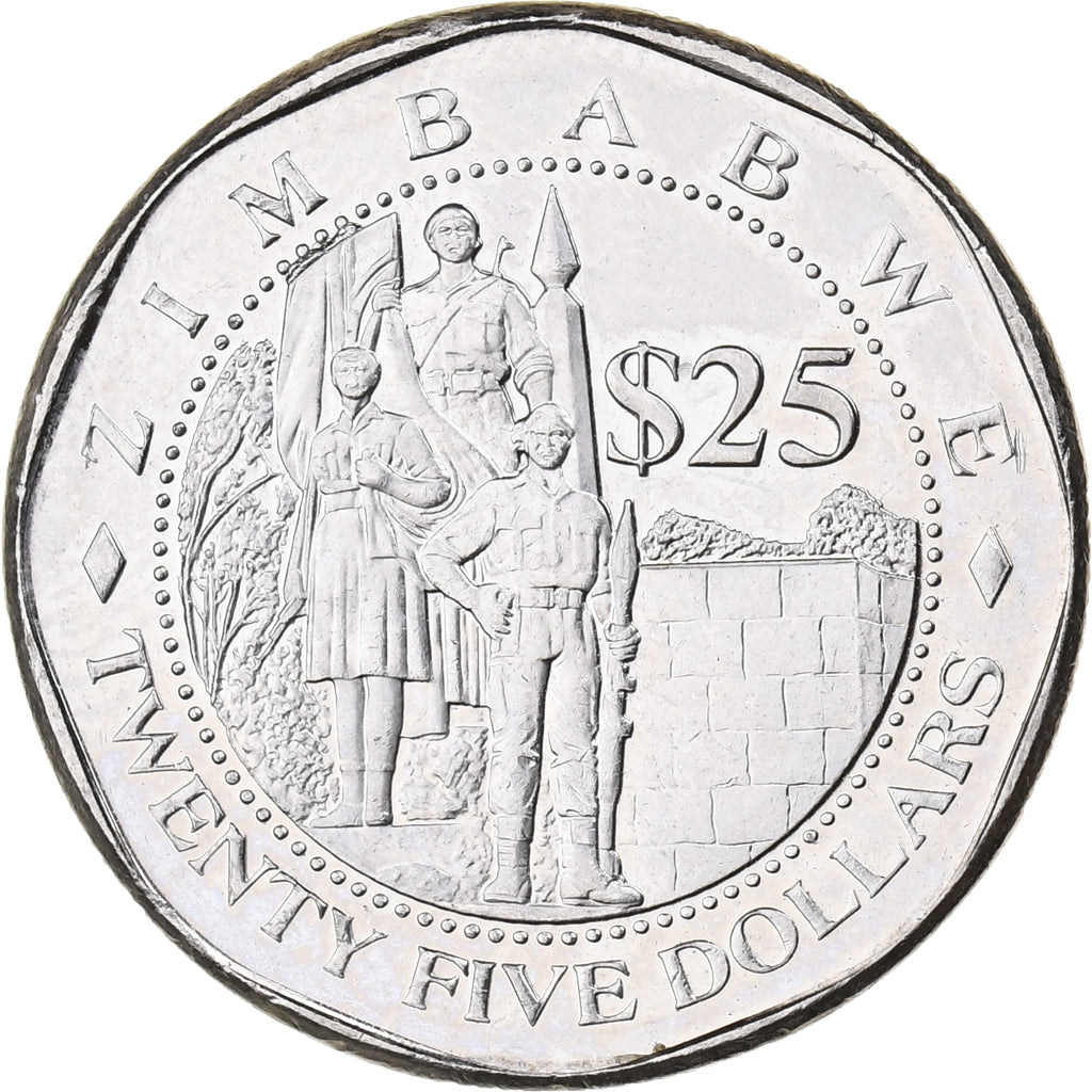 Zimbabwe, 25 Dollars, 2003, Harare, Nickel platerowany stalą, MS(63), KM:15