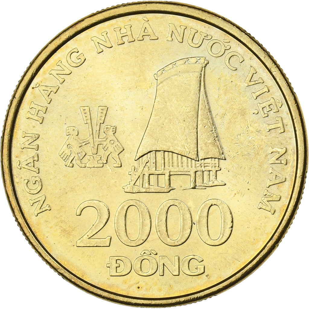 Vietnam, SOCIALIST REPUBLIC, 2000 Dông, 2003, Vantaa, Acciaio placcato ottone