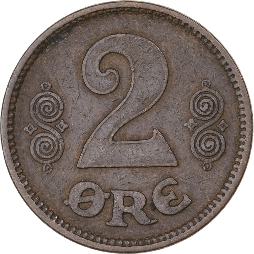 Dinamarca, Christian X, 2 Öre, 1923, Copenhagen, Bronce, MBC, KM:813.2