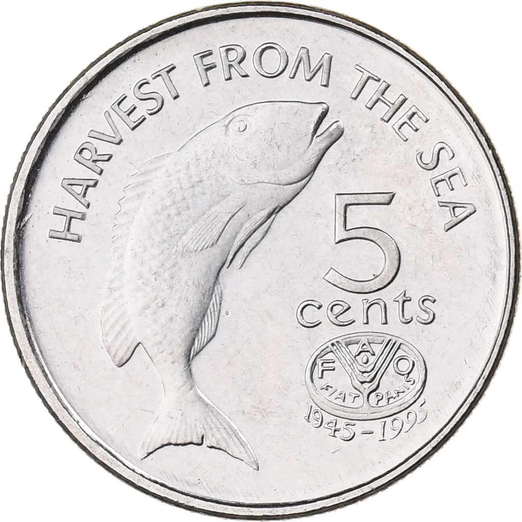 Fiji, Elizabeth II, 5 Cents, 1995, Níquel chapado en acero, SC, KM:77